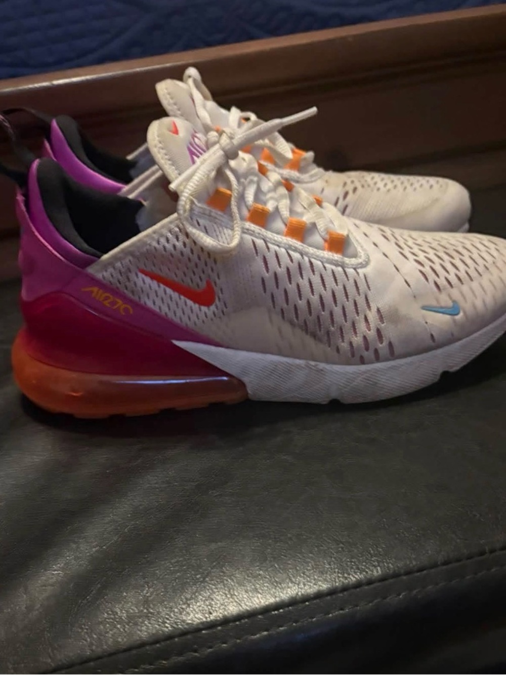 Nike Sneakers in White with Pink & Orange Accents